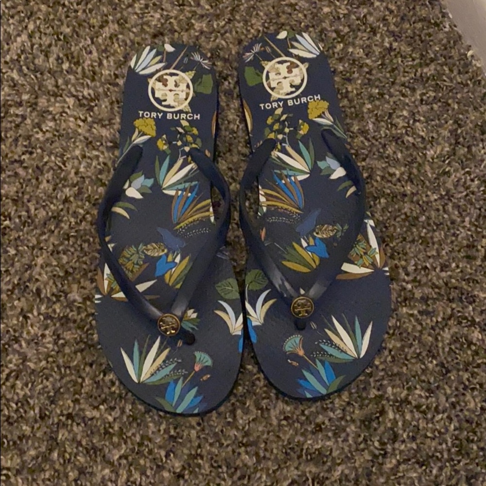 Navy Blue Tory Burch Flip Flops